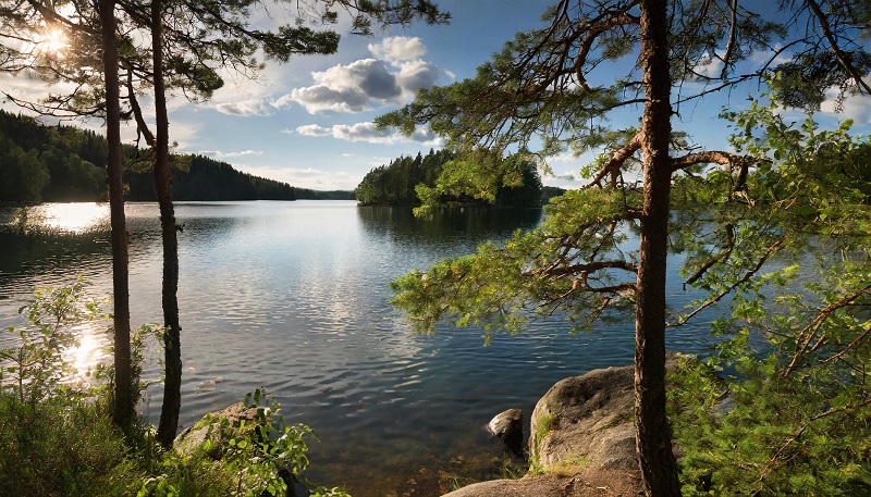 Pohjoismainen luonto kesällä, järven rannalla_800px.jpg